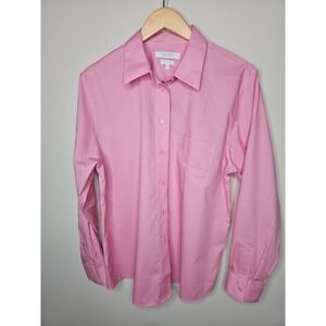 Foxcroft Blouse 16 Pink Wrinkle Free Button Up Preppy Classic Coastal Basic Top